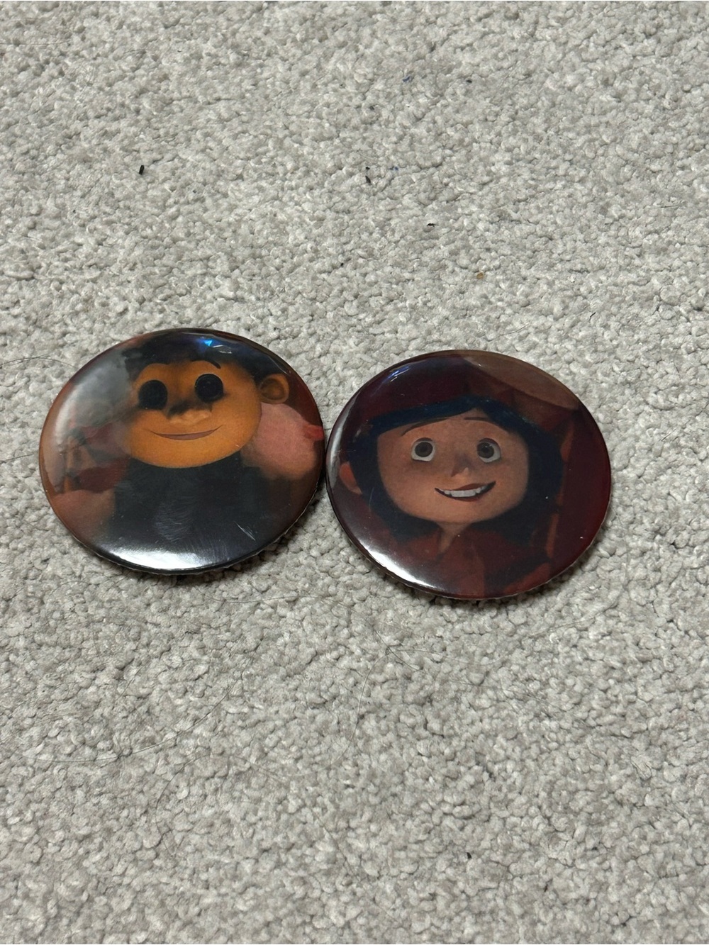 Kids Character Button Pins - Orange/Brown (Set of 2)